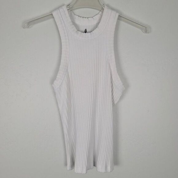 FP Movement Free People Size XS Blissed Out Racerback Tank Top Ribbed White - Picture 2 of 12